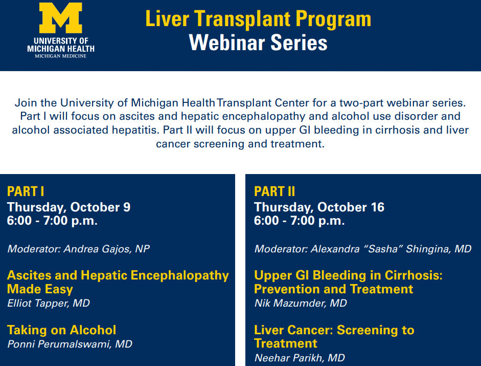Michigan Medicine Liver Transplant Program Webinar Series 2025